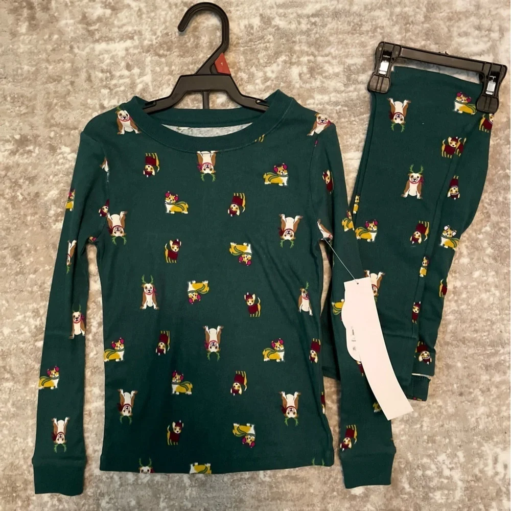 Wonder Nation Green Kids Pajamas with Dog Print size 7-NWT